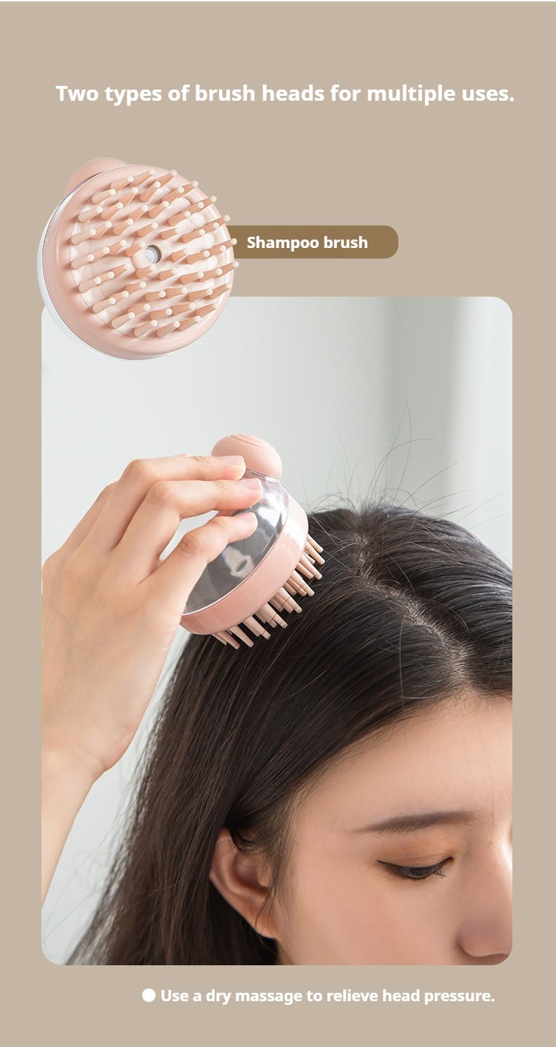 Silicone Scalp Massage Brush - Deep Cleansing Shower Brush for Hair Growth & Relaxation (Khaki/Gray) - Akytt.com