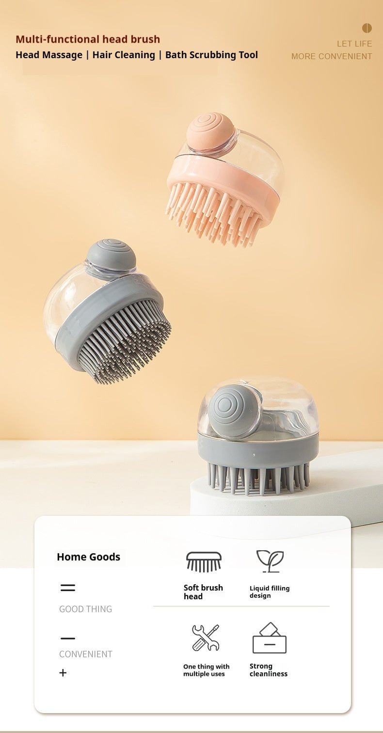 Silicone Scalp Massage Brush - Deep Cleansing Shower Brush for Hair Growth & Relaxation (Khaki/Gray) - Akytt.com
