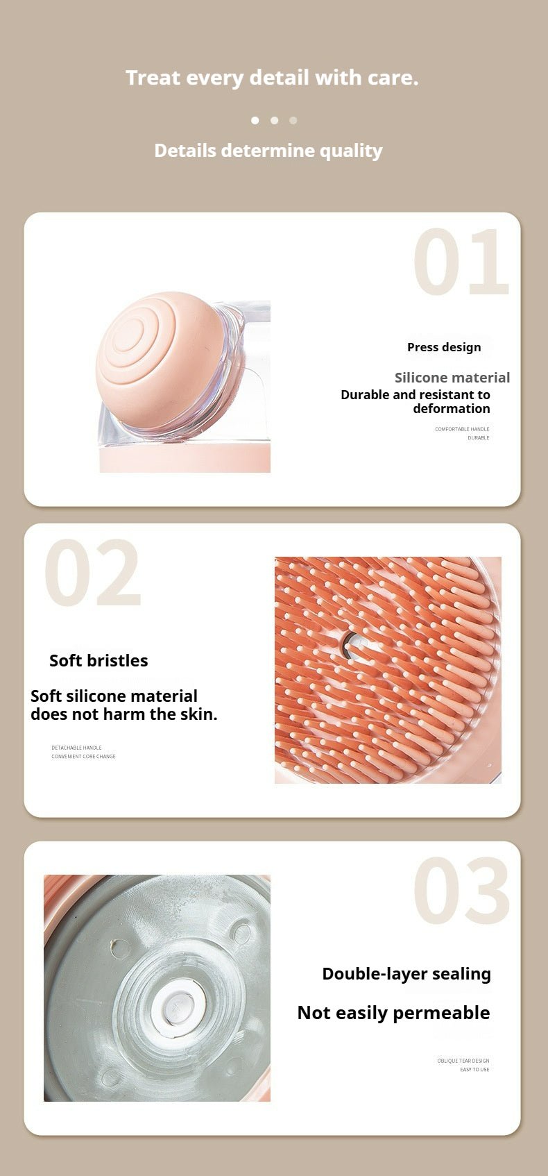Silicone Scalp Massage Brush - Deep Cleansing Shower Brush for Hair Growth & Relaxation (Khaki/Gray) - Akytt.com