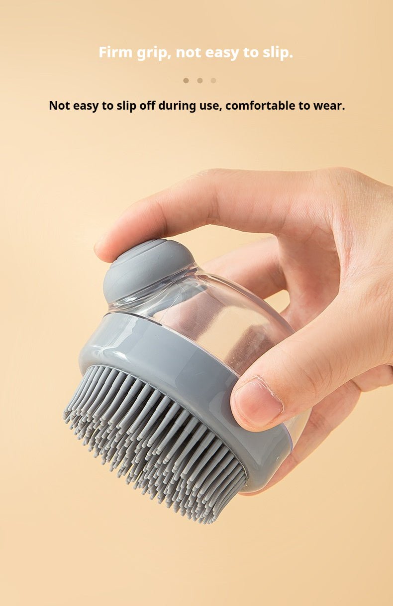 Silicone Scalp Massage Brush - Deep Cleansing Shower Brush for Hair Growth & Relaxation (Khaki/Gray) - Akytt.com