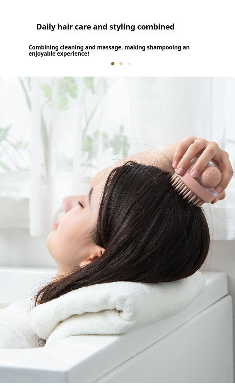 Silicone Scalp Massage Brush - Deep Cleansing Shower Brush for Hair Growth & Relaxation (Khaki/Gray) - Akytt.com