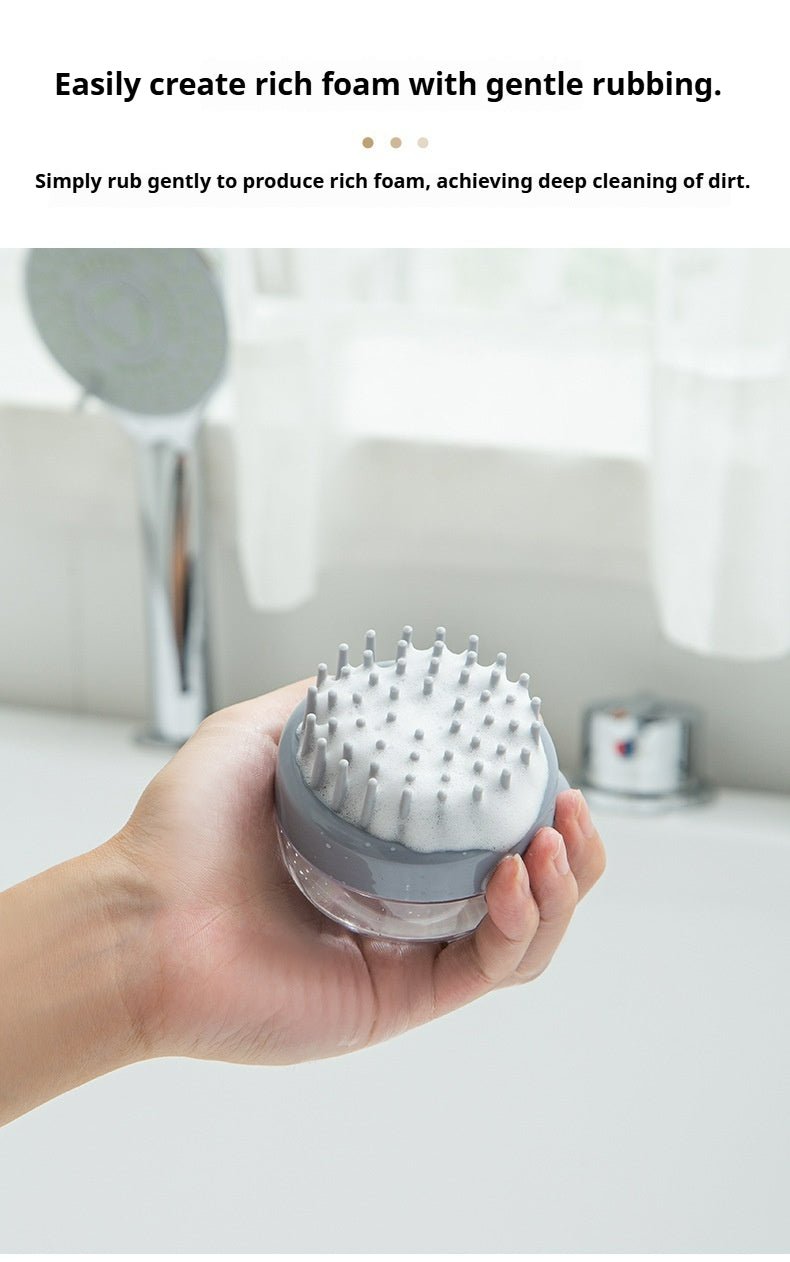 Silicone Scalp Massage Brush - Deep Cleansing Shower Brush for Hair Growth & Relaxation (Khaki/Gray) - Akytt.com