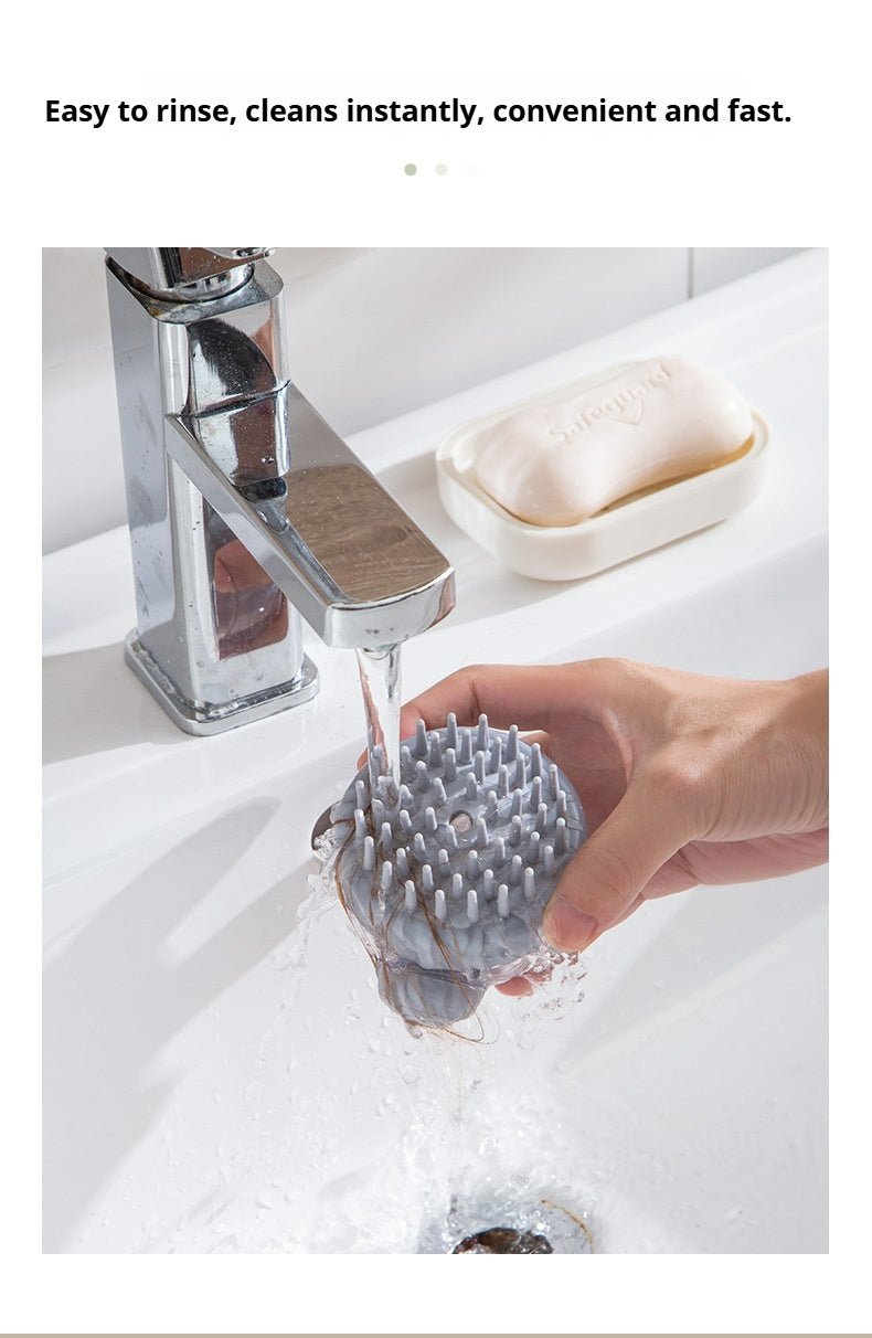 Silicone Scalp Massage Brush - Deep Cleansing Shower Brush for Hair Growth & Relaxation (Khaki/Gray) - Akytt.com