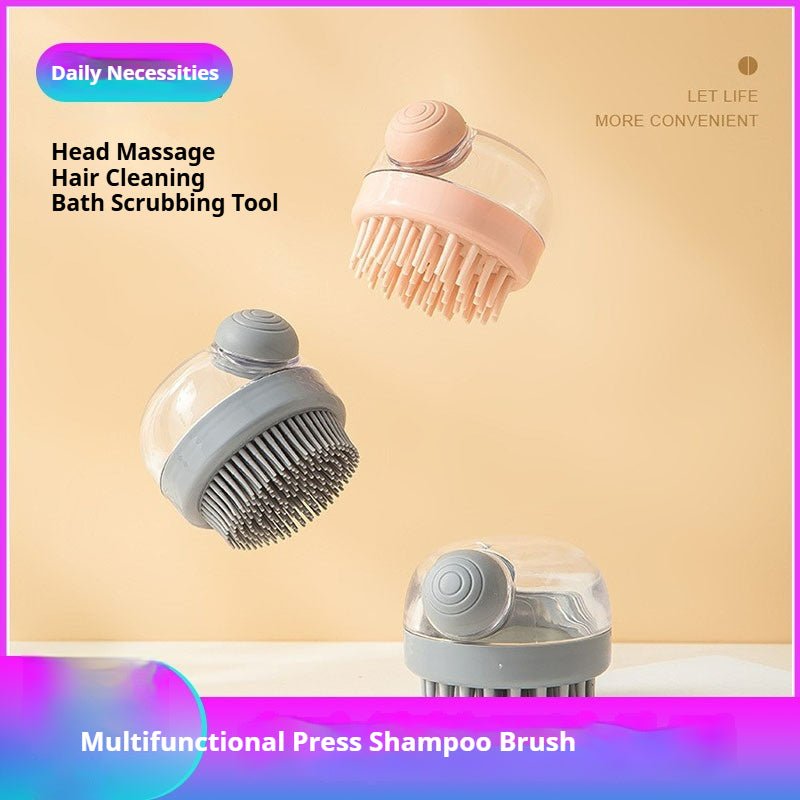 Silicone Scalp Massage Brush - Deep Cleansing Shower Brush for Hair Growth & Relaxation (Khaki/Gray) - Akytt.com